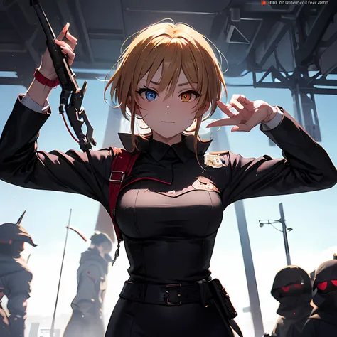 --2d anime --Anime --Primeiro trabalho --anime premiado, --Garota elfa (((--Heterocromia))) --Cabelos brancos longos --Pose sedutora --Seios pequenos --Bunda pequena --Estilo "Loli" --Cyberpunk --Soviet uniform clothing , --Hard bass --menina russa, (((((C...