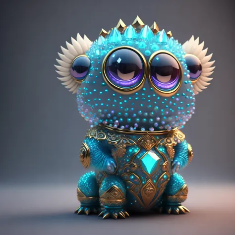 photo of divinestatue cute, cute little monster, made of crystal balls, highly detailed complex concept art trend with low-poly ...