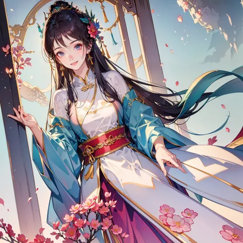 Excellent image quality,Ultra-clear image quality,Big red Hanfu wedding dress,Candles flicker,Pearl hair crown,Tassel earrings,Smiling like a flower