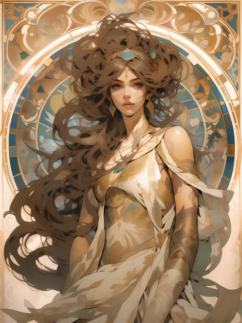 estilo de tatuagem tribal,Greece,alta qualidade, corpo feminino mulher,mulher bonita com cabelo preto longo,Estilo de tatuagem,Estilo Alphonse Mucha, campos de caramelo, obelisco, white location, marrom, Cores,Fantastic Paintings by Paolo Eleuteri Serpieri...