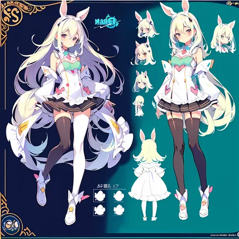 Rabbit-eared girl (Maximum softness:1.2),(Cute illustration:1.2), (Character Sheet:1.4), (Concept art:1.3)