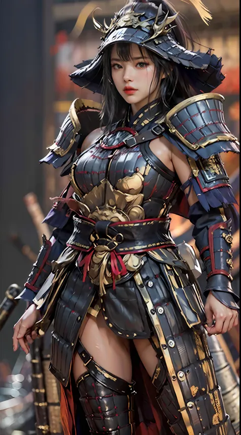 ((unreal engine 5)), realistic rendering, excellent, (full set of samurai armor), (cuirassiers), (cloak), (the samurai were at t...