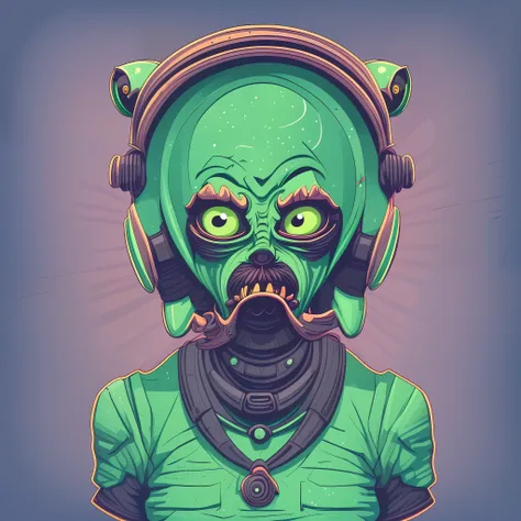 a neon green-colored alien 👽, with a funny mocking expression on it’s face, sticking it’s tongue 👅 out, (((flat vector art))), (...