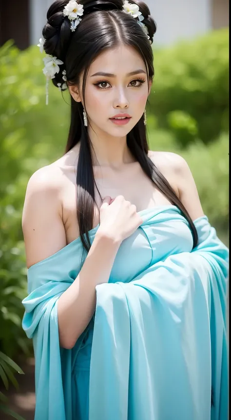 Fashion model 18 years old [[[[closeup cleavage]]]], [[[[boobgasm]]]], [[[[coll]]]], [[[[bshoulders]]]], perfect  eyes, Perfect iris，Perfect lips，perfect teeth，Perfect skin，Long face，Soft front light，hdr，Movie girl，Long black hair，White period costume，inne...