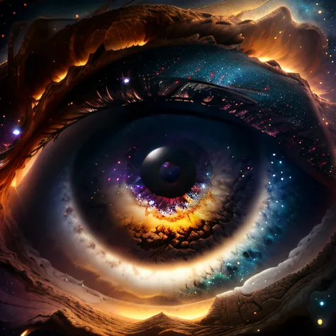 masterpiece, sharp, ultra detailed, 8k,an eyes made by milky way, the midle of the eye is a black hole,( human eye shape), ((soft dimmed light)), angle view, best quality, dimmed, (high detailed background:1.2),8k uhd, dslr, soft lighting, high quality, ...