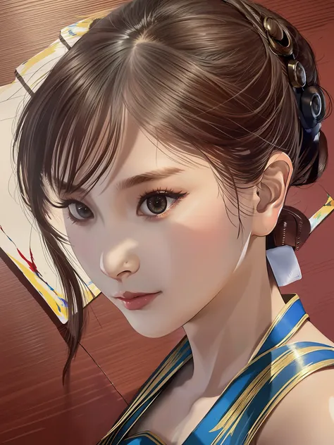 a beautiful girl,masterpiece, best quality, (chun-li:1.2), brown eyes,modelshoot style, (extremely detailed cg unity 8k wallpape...