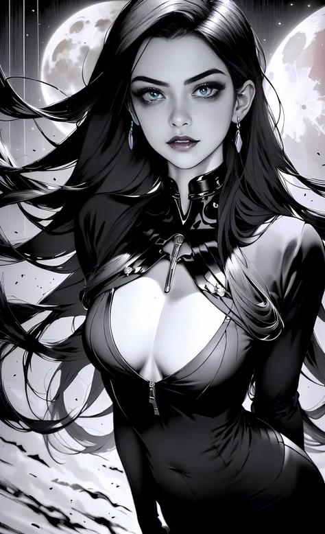 (beste-Qualit), (tmasterpiece), (Gloomy color scheme:1.5), ((Close-up of a girl in a suit)), 1girl in costume, androgynous vampire, junji ito 4 k, with long dark hair, ito junji art, style of junji ito, Dark Costume, portrait of sadako of the ring, Gentle ...