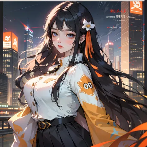 Top image quality、ultra-detailliert、8K、ultra-detailliert、Top image quality、1 girl in、Japan Beauties、adult-like、Beautiful fece、drooing eyes、big eye、20yr old、Hair with a black surface、Indigo hair on the back、Slim Faces、a cold expression、full body Esbian、Big ...