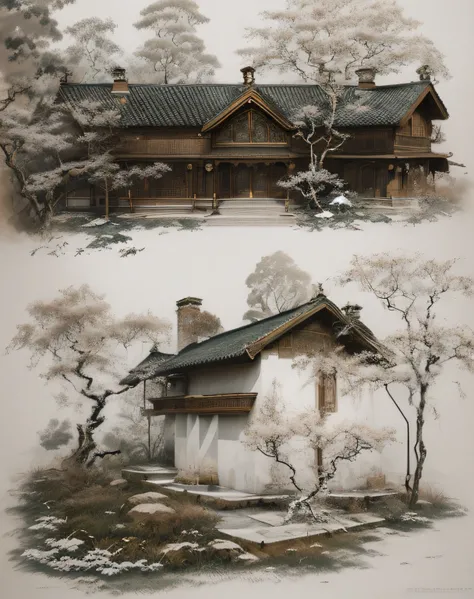 Masterpiece, best quality, high quality, extremely detailed CG unity 8k wallpaper, vast and quiet coniferous forest stretching to the horizon, lush green trees harmoniously gathered together, fresh breeze whispering through the leaves, frozen ground Topped...