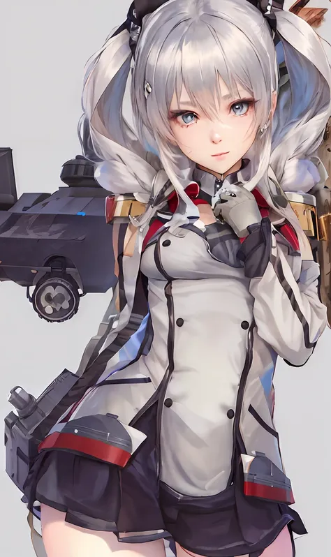 anime girl with a gun and a gun in her hand, kantai collection style, kancolle, konpeki no kantai, azur lane style, fine details...