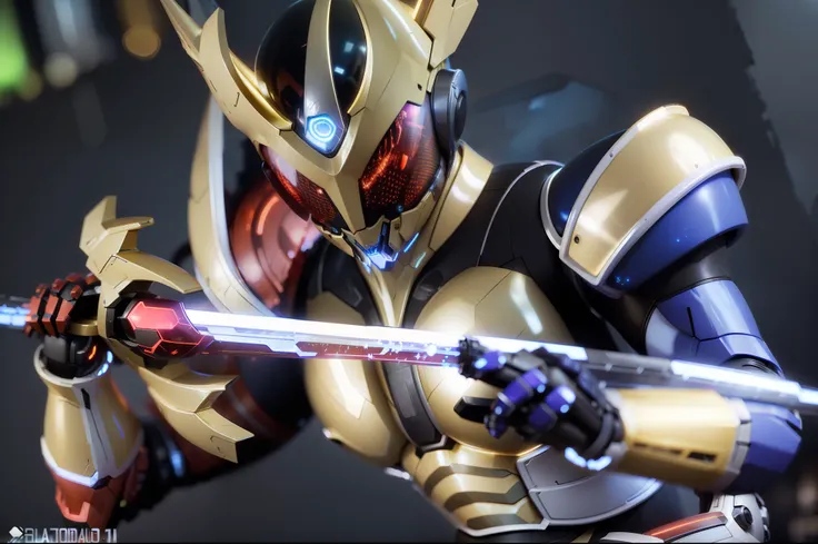Realiy,photorealestic,Machinary,mechs,Technologie,musculous,glowing light eyes,Burly body,style of photography,Real scenery(Metallic texture 1.8)(Excess detail 2)(High resolution1.6)(4K clarity1.9)(Carbon fiber 1.5)(Metal reflection 1.5),Neon lights,Sword ...