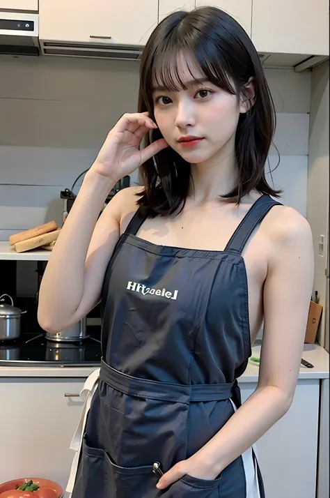 a woman is cooking, (wearing kitchen_apron:1.3), good hand,4k, high-res, masterpiece, best quality, head:1.3,((hasselblad photog...