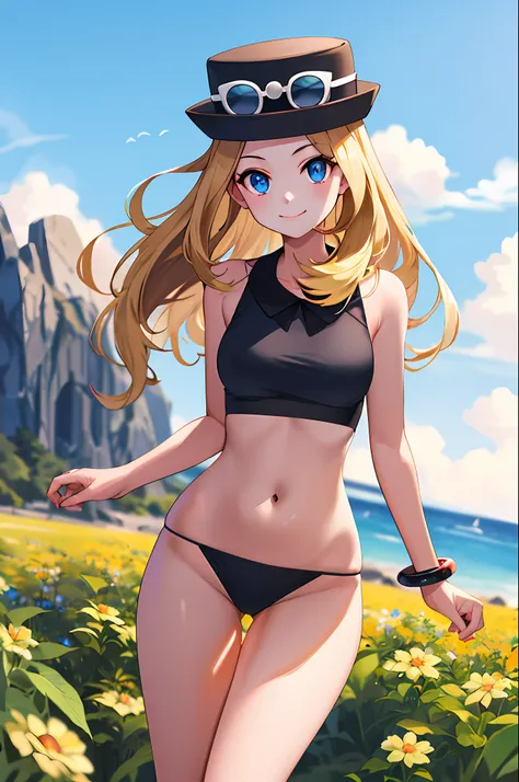 ​masterpiece, top-quality, hight resolution, blue eyess, serena\(a pokémon\), 1girl in, 独奏, thighs thighs thighs thighs, length ...