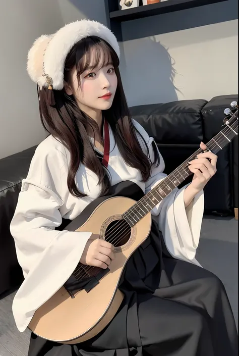 Best quality,masterpiece
Half of the face is covered、close_up、portrait_photo、
Hanfu,Lute-shaped sleeves,Mamian skirt,Long jacket,