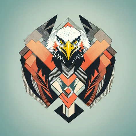 eagle, (symmetrical geometric shapes), (logo design), (flat colors), (white background)