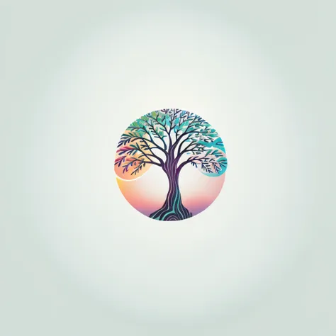 modern tree logo design, colorful gradient, simplistic, white background