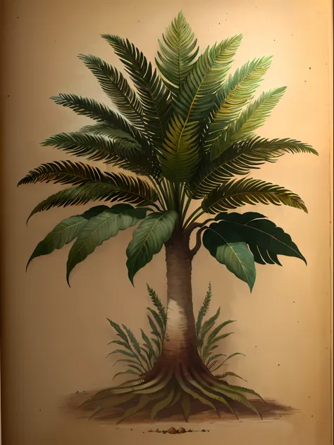 palmeira arafed phoenix canariensis com algumas folhas e algumas nozes, uma palmeira, botanical art, date trees, tamareiras, pal...