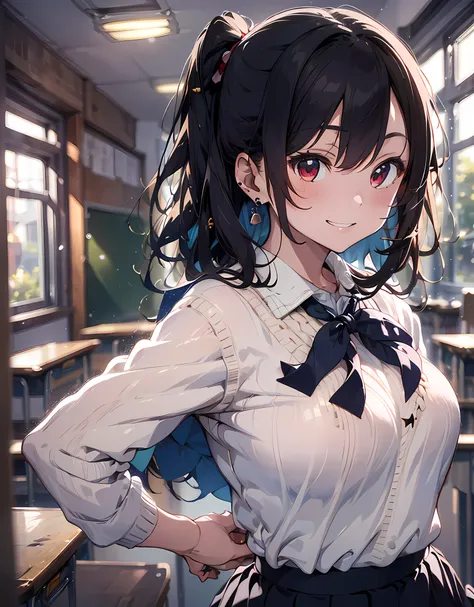 (masterpiece, best quality:1.37), highres, ultra-detailed, ultra-sharp, break, japanese school girl, 1girl, (black hair, medium ...