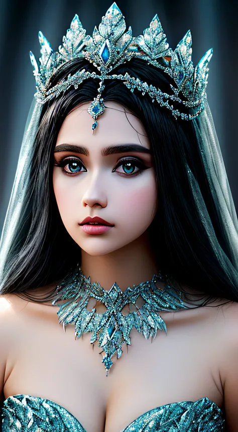 A closeup of a TIA with blue and white crystals on a black surface, tiara com safira, Coroa de joias, coroa de joias, tiara azul, coroa ornamentada joias, Crown of the Silver Prince, coroa de cristal, coroa real, coroa de engrenagens azuis e diamantes, rea...