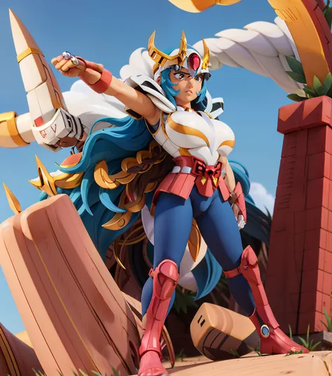 Ultra-high saturation(tmasterpiece), fully body photo,(best qualtiy),(1girll,Standing in the middle of),cool-pose,super wide shot, sface focus,sexy armor,No underwear,Naked,Bling armor,Fine fine skin,Plump breasts,Expose your chest,Expose the waistline,Exp...
