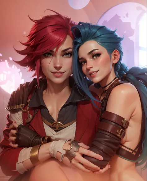 2 garotas sorrindo, Vi e Jinx, Arcane