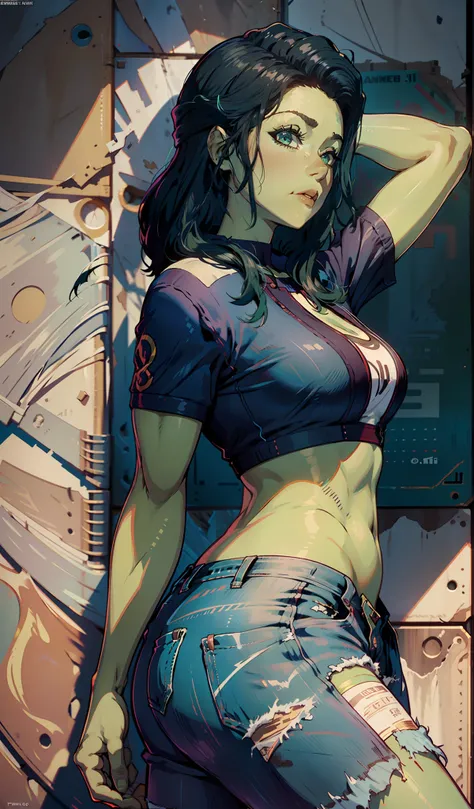 she-hulk, muito sensual, com roupas de funkeira lacoste, oakley juliet, brasileira, na cidade do rio de janeiro, brasil, dancing...