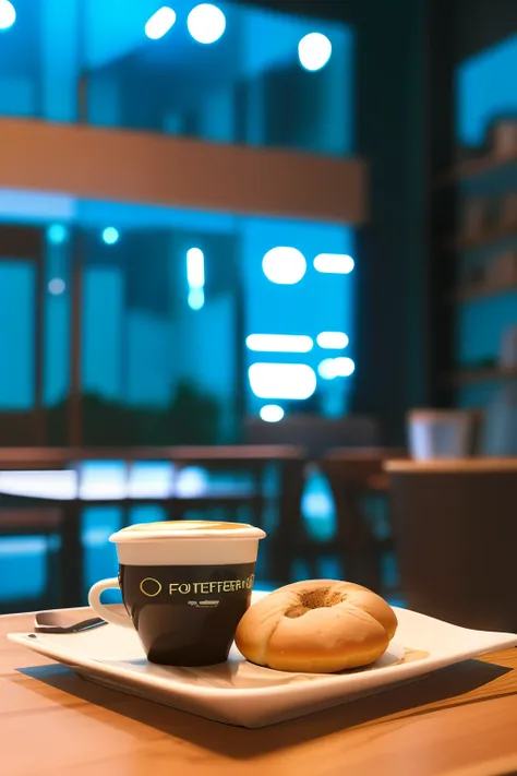 guttonerdvision7, retrato de um garoto de 3 anos de idade usando oculos, sitting at a fafeteria table with a cup of hot coffee a...