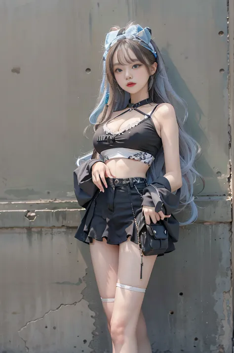 Top image quality、Raw photography、超A high resolution、Cute girl at 18 years old、Shooting for one person only、very large round breasts、cleavage of the breast、Camisole、skirt by the、Shiny hair、Beautiful Eyes of Details、very elongated eyes、Beautiful eyelashes、B...
