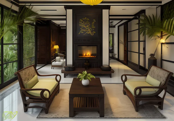 indochine, reality, wooden floor, chage sofa., green sofa