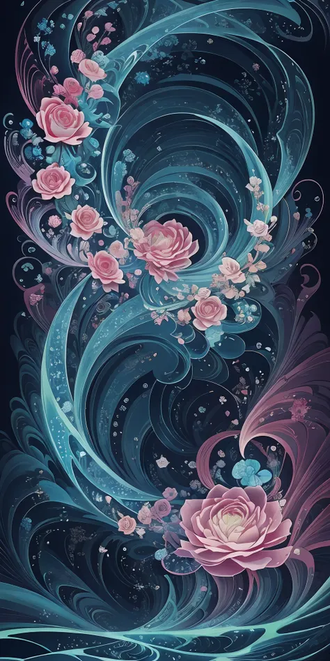 arte greatwave alex tons alegres arte fractal face feliz splitting, tons rosa, bioluminescente