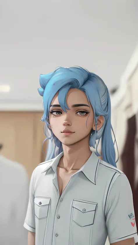 1girl, Aqua_olho, Aqua_Unhas, azul_Hair, azul_Unhas, Close-up, Unhas, Hair_enfeite, Hemsune_amigo, Heart, Heart_Hands, Longas_Hair, Olhando_em_visualizador, prego_Polish, gravema, camisa, Mangas, Mangas_camisa, sozinho, Caudas duplas, muito_Longas_Hair, Br...