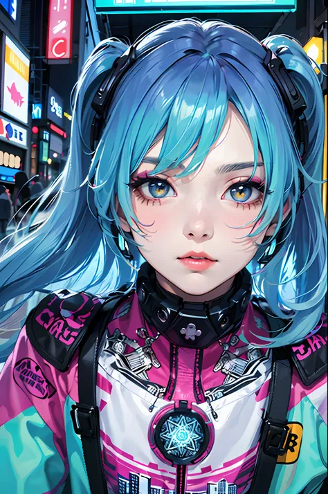 masterpiece, best quality,
1girl, looking at viewer, 
confident girl with slightly sassy expression, harajuku-inspired pop outfi...