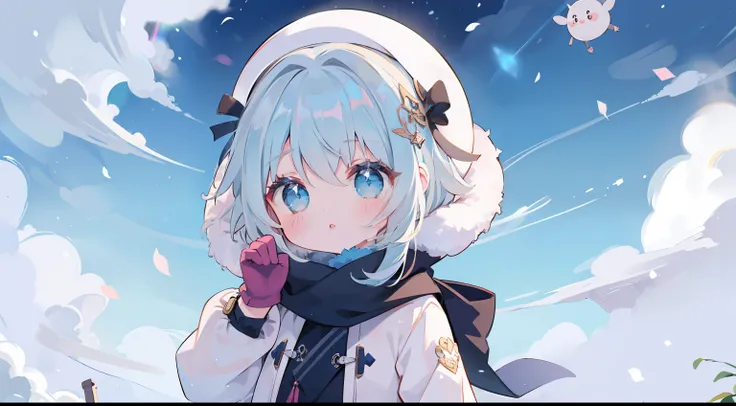 one girl、cute little、winters、yuki、coat、gloves、kou、​masterpiece、top-quality、top image quality