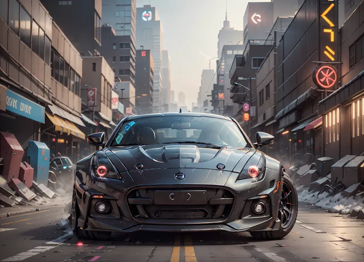 Exotic nissan 350z sian cyberpunk, 4k, HDR, renderizado, obra-prima, ray tracing, Cyberpunk Scenario, carro preto, Batmobile, Neon light, deriva, carbono, futurista, Neon light, noite, cidade cyberpunk 2077