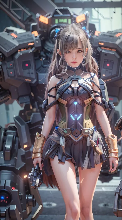 girl in mecha cyber armor, 8k ultra clear，mechanized valkyrie girl, sun shangxiang