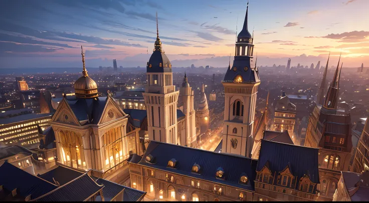 high details, best quality, 8k, [ultra detailed], masterpiece, best quality, (extremely detailed), ultra wide shot, RAW, photorealistic, fantasy art, dnd art, rpg art, a picture of a fantasy big city (1.6 intricate details, Masterpiece, best quality) , wit...