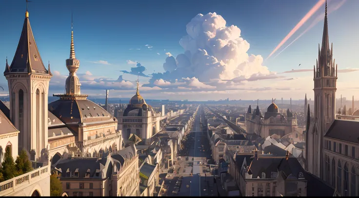 high details, best quality, 8k, [ultra detailed], masterpiece, best quality, (extremely detailed), ultra wide shot, RAW, photorealistic, fantasy art, dnd art, rpg art, a picture of a fantasy big city (1.6 intricate details, Masterpiece, best quality) , wit...