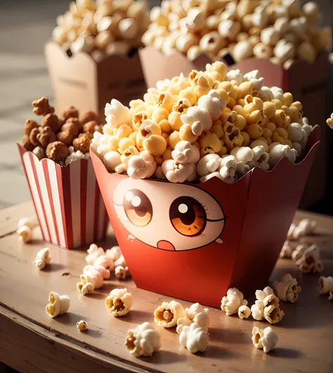 popcorn bucket with eyes and mouth arm and legs