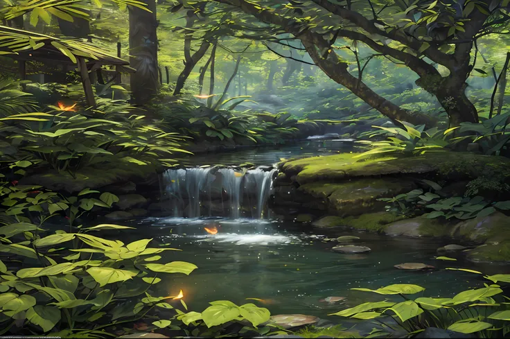 Masterpiece, Highest Quality (Highly Detailed CG Unity 8K Wallpaper), (Highest Quality), (Best Illustration), (Best Shadow), Forest theme incorporating nature elements. Surrounded by tall trees, small glowing mushrooms, delicate leaves and branches, glowin...