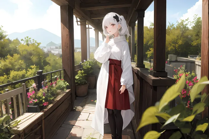 1girl in、Skysky、white  hair、