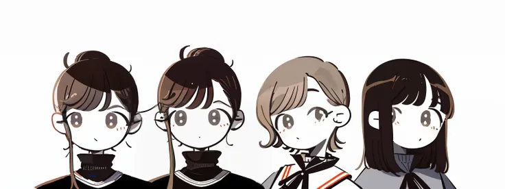 Masterpiece, Best quality,Closed mouth, Simple background, Solo, Upper body, schoolgirls,having fun,Short-haired sister,shoulder-length short hair,، simple,Line drawings