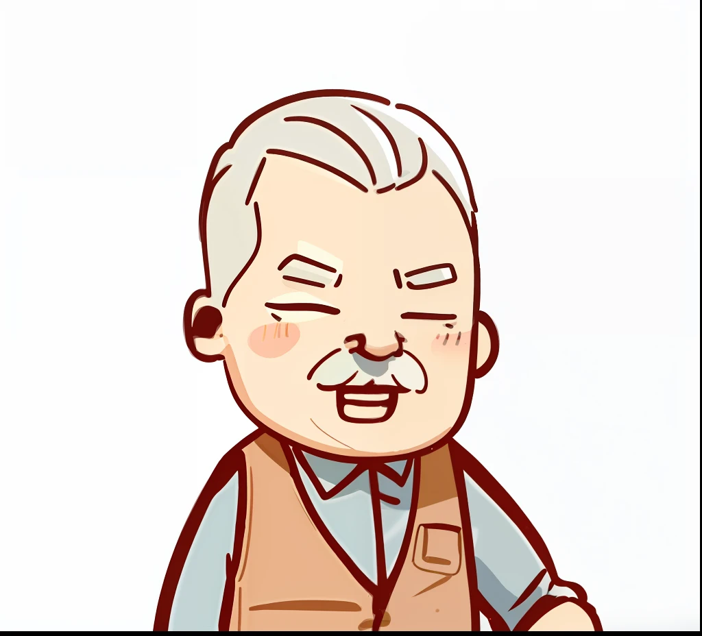 Masterpiece, Best quality, 1 old man,shirt, Short hair, Simple background, Line drawings,gentleman。