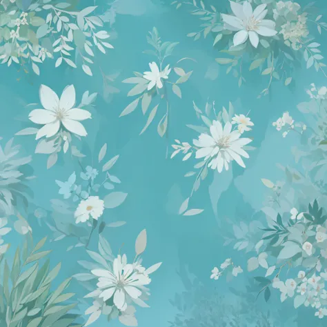 tmasterpiece, Best Picture Quality, KPSTYLE,blue-sky,florals,The bird,the woods,tchibi,Light blue background,minimalistic background