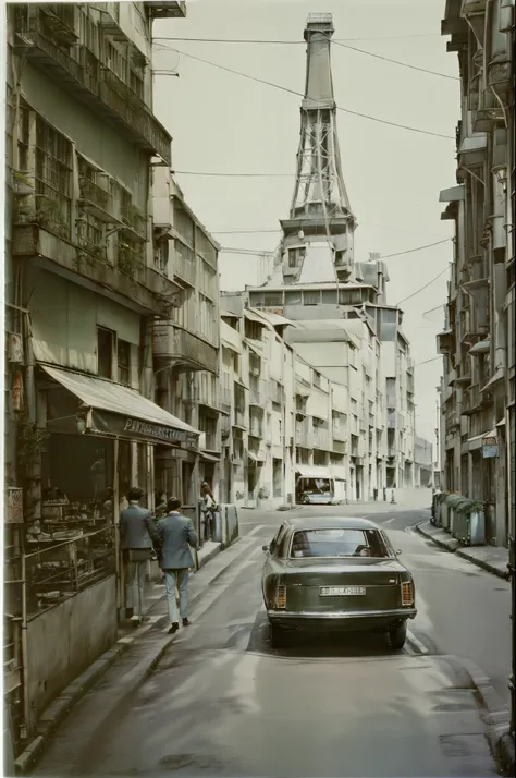 scenery of paris in the 1970s, vintage photograph