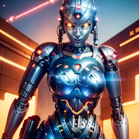 1girl, solo, Japanese girl, (((cyborg:1.4))), cyborg girl, cyborg armor, cyborg clothing, beautiful detailed eyes, finely detail, bright pupils, turquoise eyes, full body, large breasts:0.8, (((floating hair))), looking at viewer, pov, female focus, puffy ...
