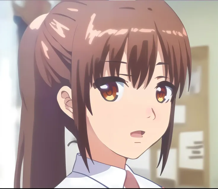 anime girl with ponytail in school uniform looking at the camera, close up iwakura lain, close up of iwakura lain, iwakura lain,...