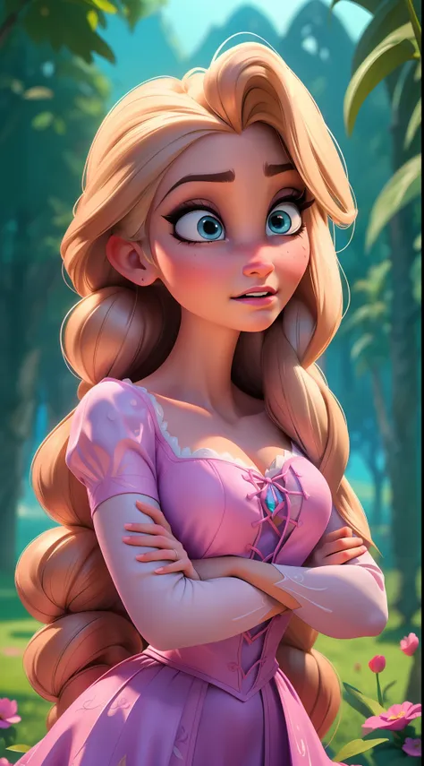 elsa-rapunzel fusion, mesclando modelos, roupas da rapunzel, melting, 1girl, beautiful, character, woman, female, (master part:1...