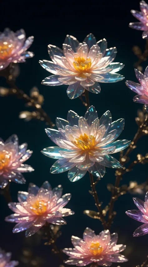 crystal spring blossom,
fantasy, galaxy, transparent,
shimmering, sparkling, splendid, colorful,
magical photography, dramatic lighting, photo realism, ultra-detailed, 4k, Depth of field, High-resolution