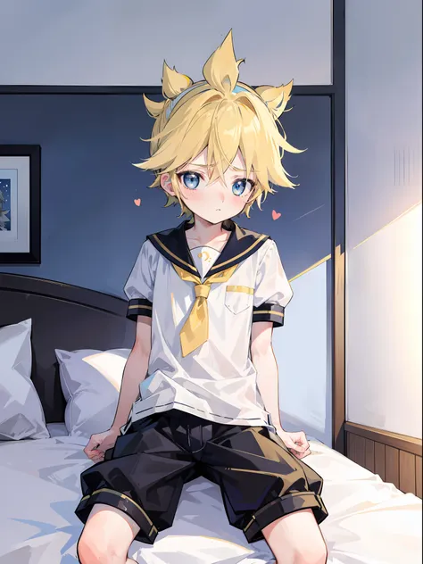 best quality, ultra precision, one boy, (boy is len_kagamine), blue eyes, blond hair, young, cute, blush, teenager, boy is cowli...