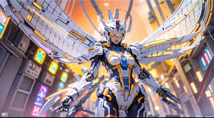 Full body view Cyberarmor Ultraman Empress spreads her wings of light in outer space, ready to jump,Ultra Armor Ultraman Queen in ultra-wide shots,The posture is ethereal and elegant,Stretching light wings is spectacular,Cyber armored Ultraman Empress has ...